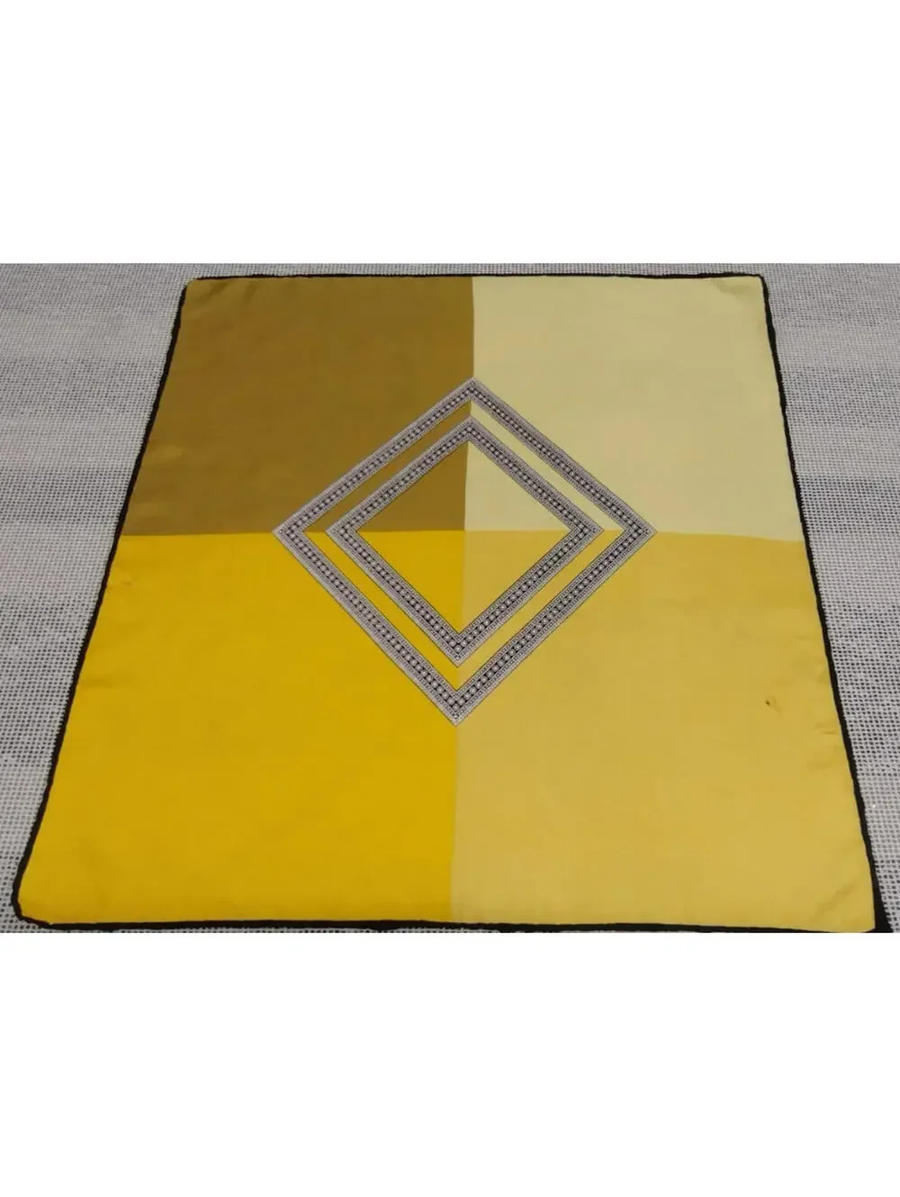 1950s Mid Century Men's Silk Scarf Square Diamond Mustard Rockabilly Neck Scarf